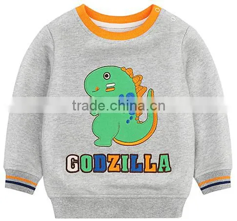 Baby Boys Fashion High Quality Fleece Hoodie Emboridery Cartoon Dinosaur Cute Sweatshirt
