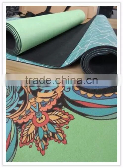 Gym Microfiber Suede Natural Rubber Yoga Mat with Eco Full Color Printing Yoga Mat