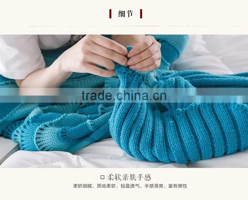 Customized High quality ladies striped hollow mermaid tail blankets