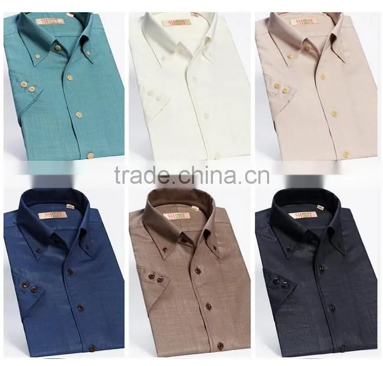 latest fashion design solid color button down collar linen shirt