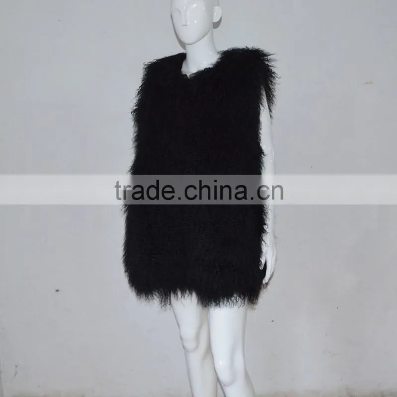 SJ036-01 2017 New fashion Hipe Length Real fur vest for girl or women
