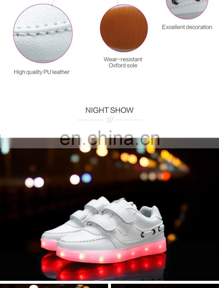 Factory wholesale new USB rechargeable kids LED luminous light shoes Children kids led shoes sneakers