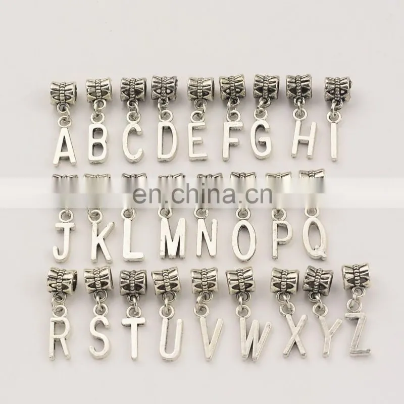 Tibetan Silver 26 Initial Alphabet Macroporous Accessories DIY Beads Pendant Charms Pendants Jewelry DIY Crafts