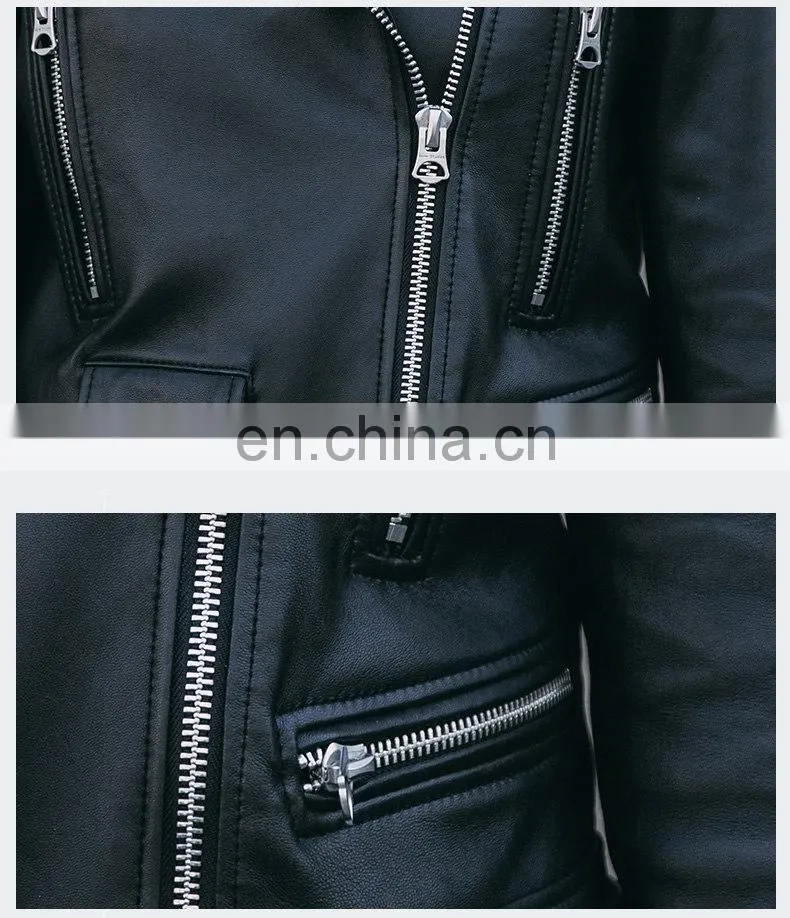 Fashion Cool Zip Front Black Leather Jacket Woman / Real Sheep Skin Jacket Leather / Leather Motorcycle Jacket