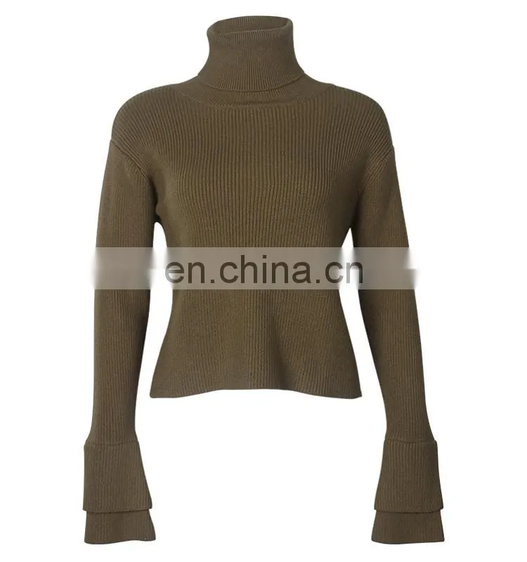 High neck knit wear girl sweater