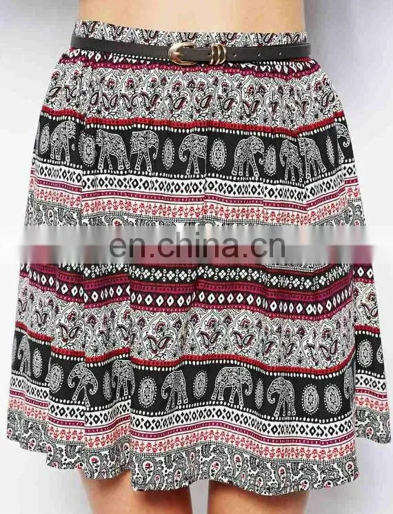 Latest Design Stripe Skirt With Belt 2015