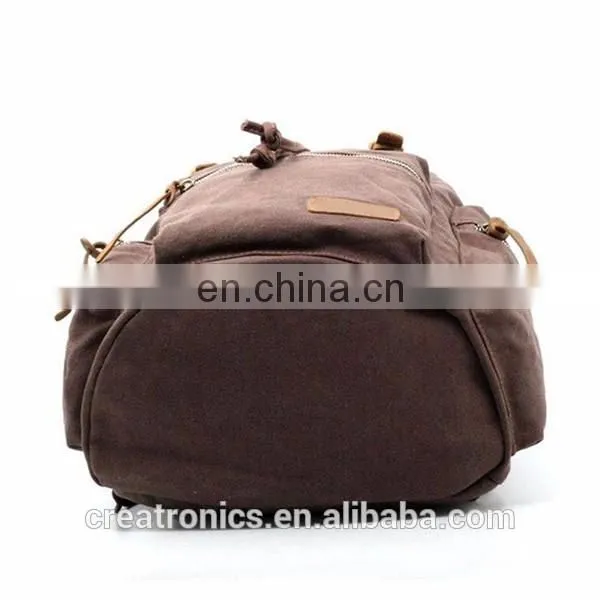 Top Quality Unisex Factory Price Outdoor Laptop Canvas Backpack Casual Daypacks Bookbags Genuine Leather Backpack