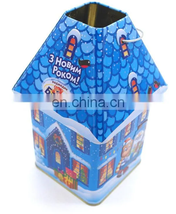 Christmas house shape metal food storage gift containers box