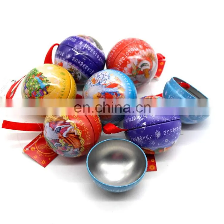 Decorative christmas metal tin ball containers wholesale