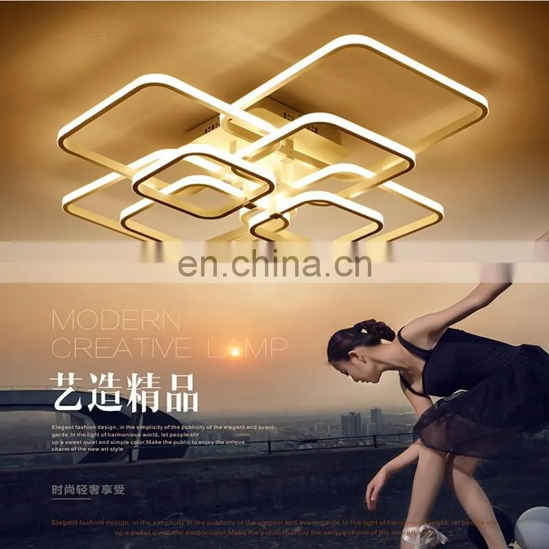 Rectangular led modern warm bedroom lights remote dimming study lamps living room LED ceiling lighting lamp