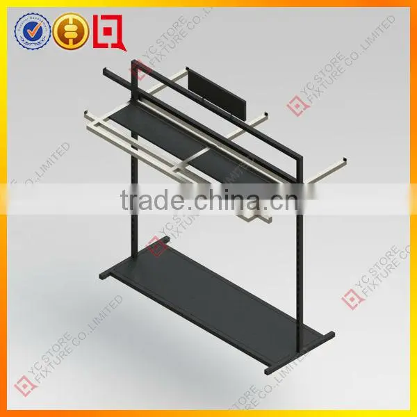 Free-standing retail metal clothing display rack