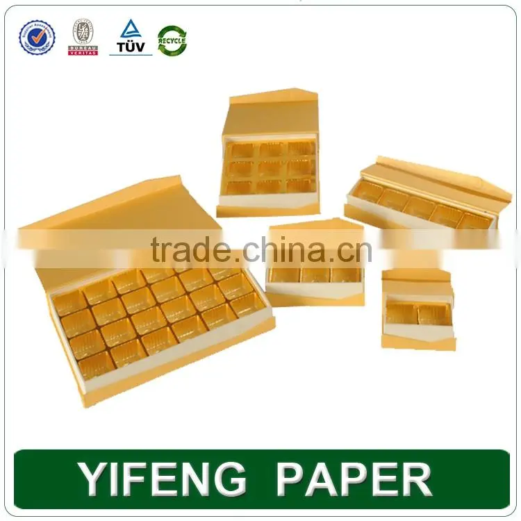 Popular rigid paper chocolate box packaging,luxury cardboard chocolate box with PVC divider tray inside