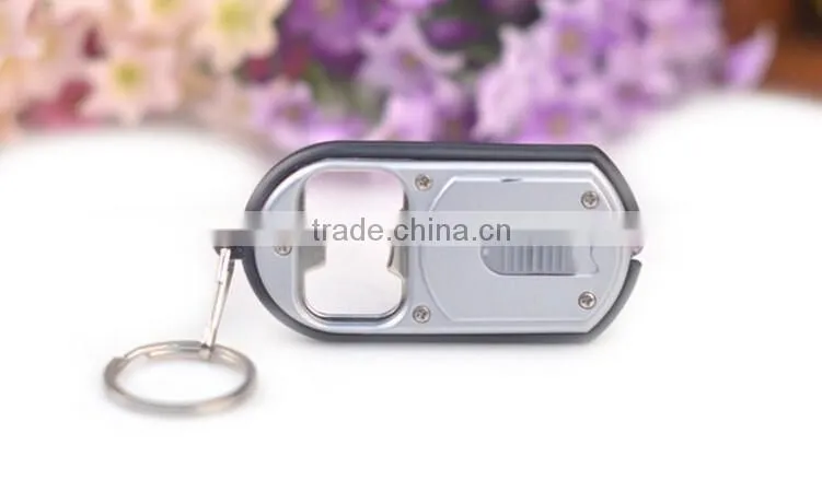 Wholesale logo printed plastic led bottle opener keychain