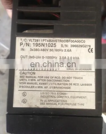 Danfoss Inverter VLT2822PT4B20STR0DBF00A00C0 P/N: 195N1049 Drive High Quality Genuine