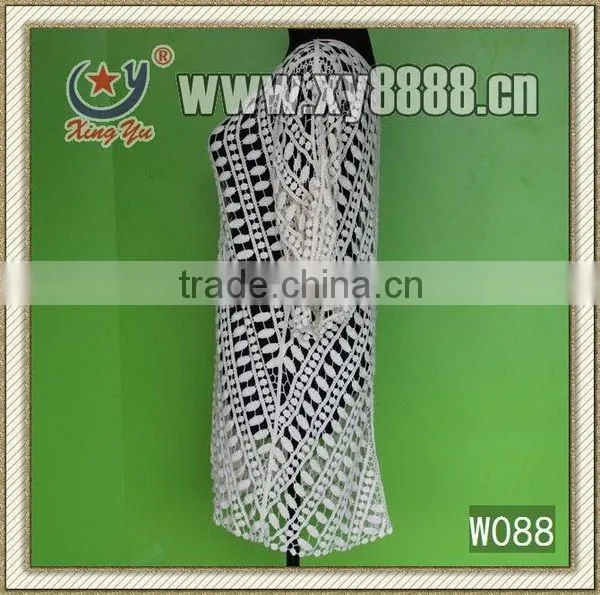 fashion embroidery half-sleeves cotton lace vest