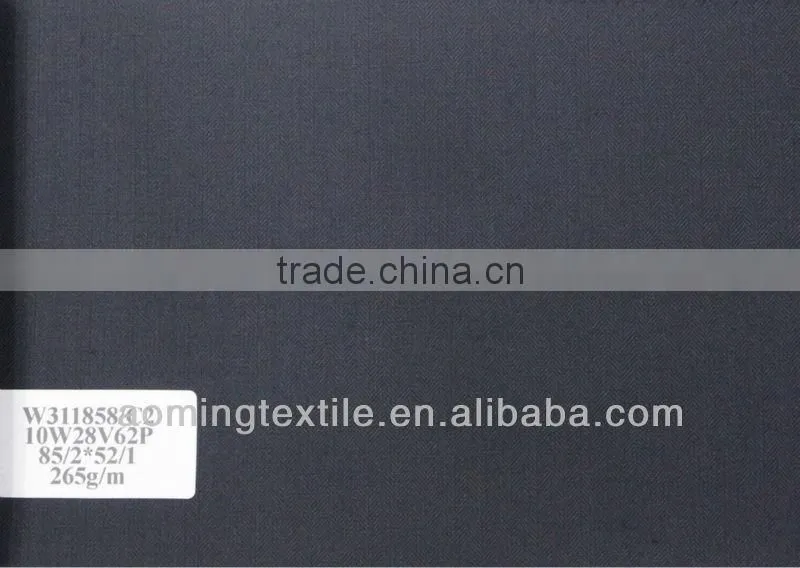 cheap Herringbone 10% Wool Suit Fabric on PROMOTION in navy