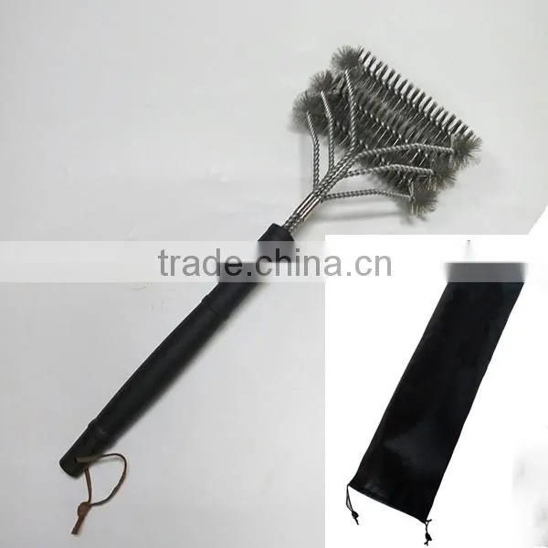 Amazon new hot sell Best New Design 3 Brushes in 1, Wire Stainless Steel Barbecue Grill Cleaning Brush 16 17 18 inch