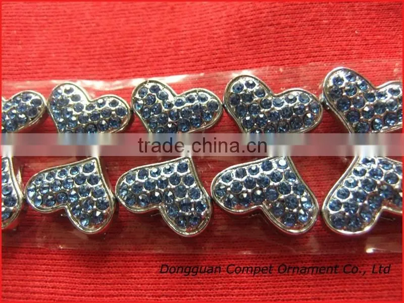 Produce slide diamond hearts Wholesale diamond letter 10 mm full rhinestone heart charm