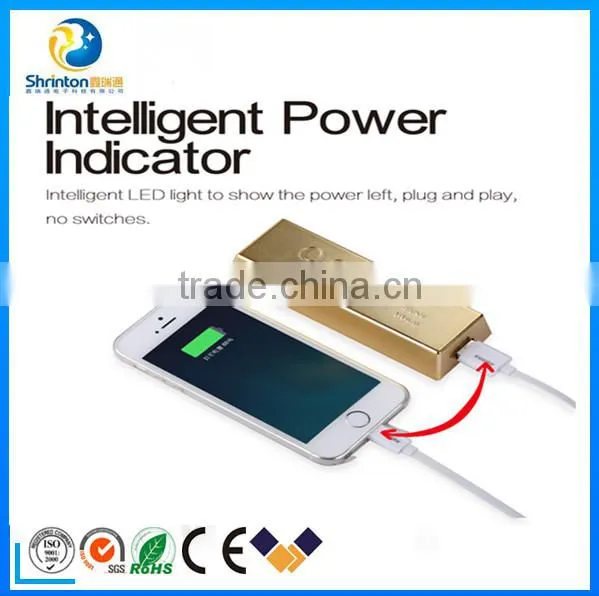 factory directly offer gold bar portable power bank 10000mah with smart shape