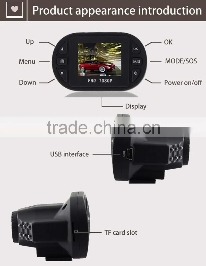1.5 inches Screen Loop Recording 120 Degree Wide Angle MOV C600 Full HD1080p Car DVR