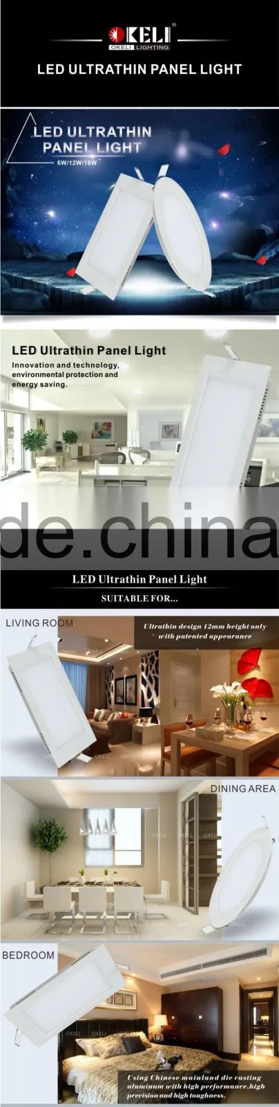 Ultra thin round/square led panel light