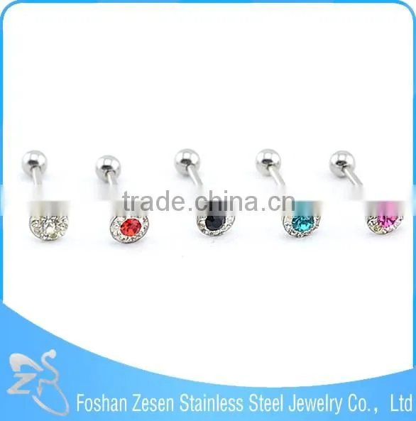 Fashionable design medical steel epoxy mutil crystal ball sparkle tongue ring