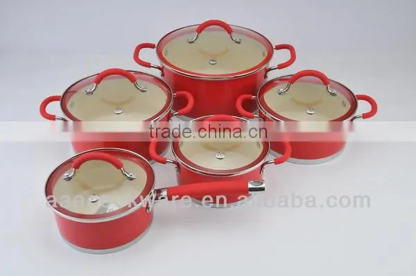 7Pcs ceramic color coating Stainless Steel Cookware Set for wholesale