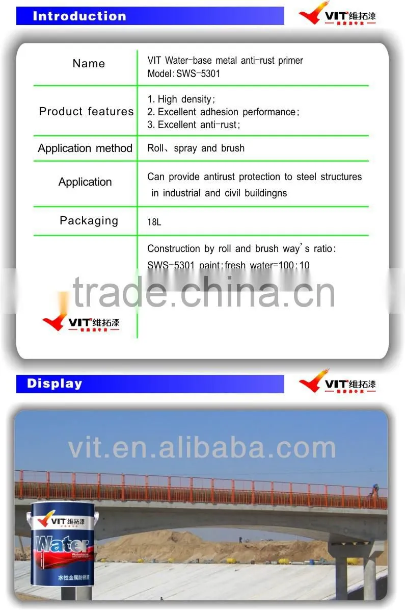 VIT-5301 Perfect Effect water-base metal anti-rust primer paint