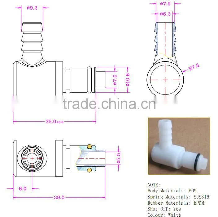 5/16" POM/EPDM Plastic disconnector ILD1605HBL Male