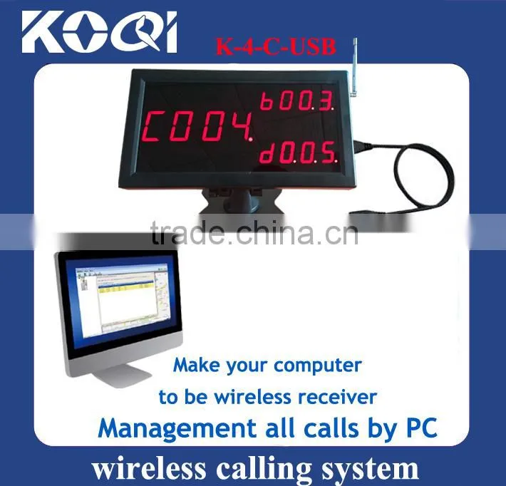 Ticket Queue Management by computer software + keyboard CE certification led number call system Restaurant Waiter Call System