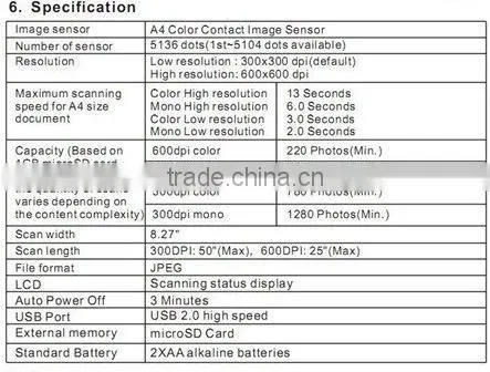 Skypix TSN410 A4 handy scanner