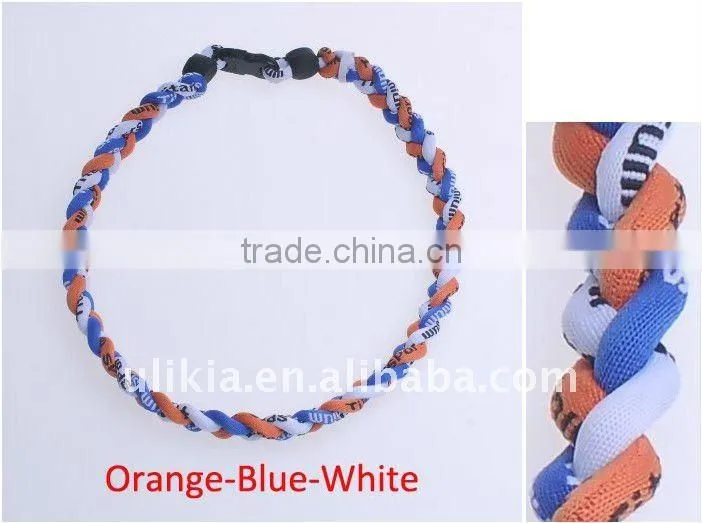 Germanium Titanium Baseball Sport Necklaces tri-braided 22''