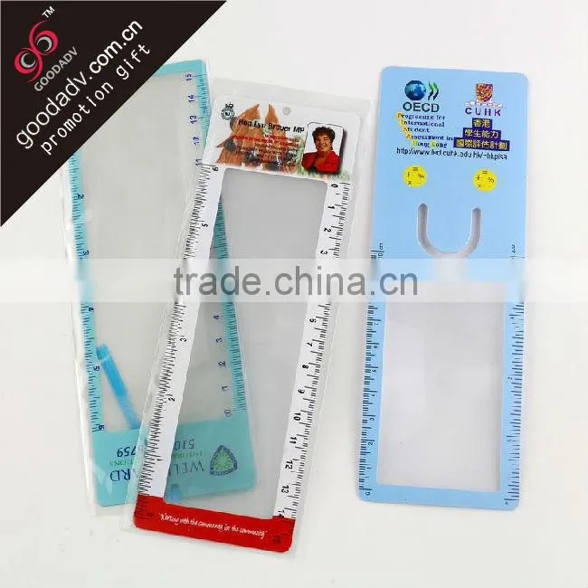 Promotional plastic bookmark magnifier ruler / That is made the plastic ruler