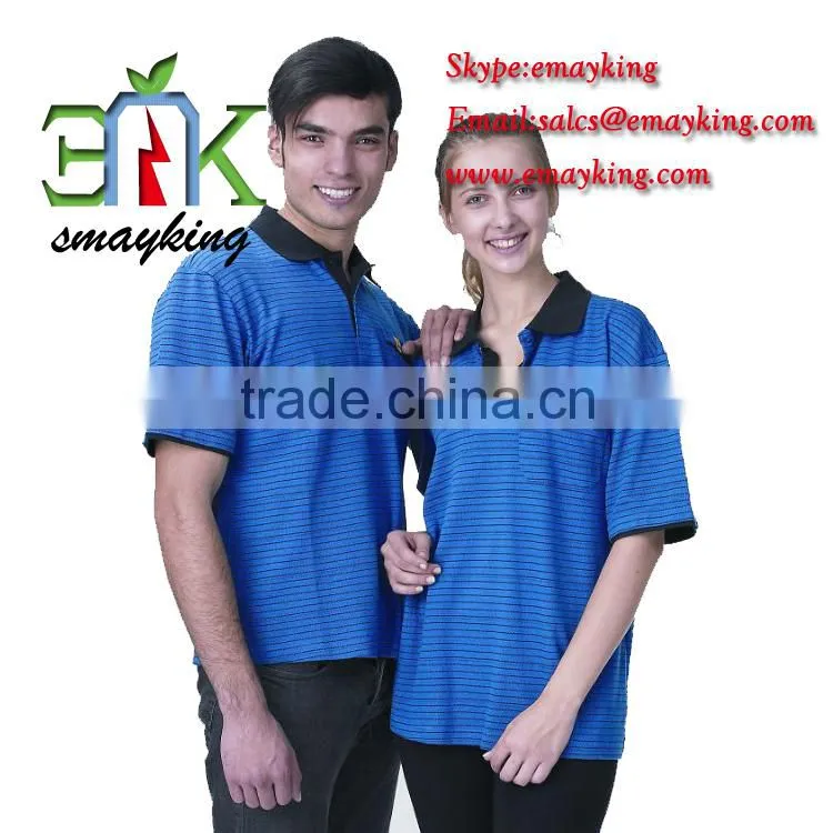 Blue Black Antistatic ESD Clean room T-shirt polo shirt