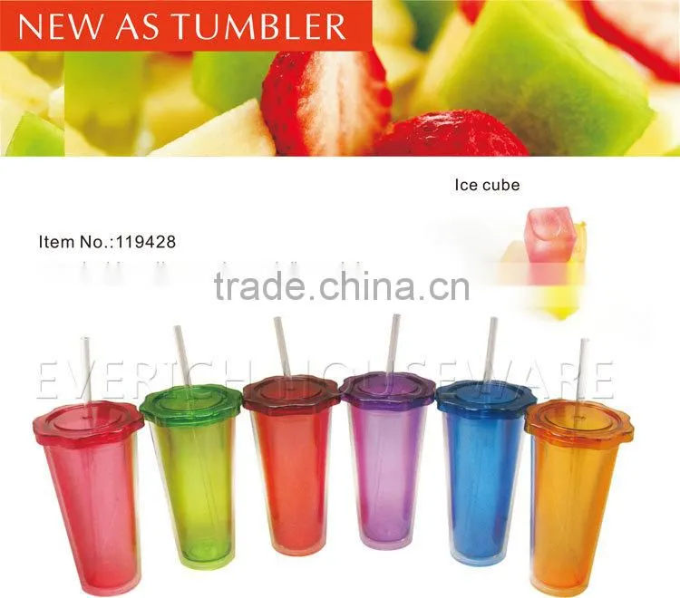 Colorful Double Wall Durable OEM Plastic Water Cup With Lid