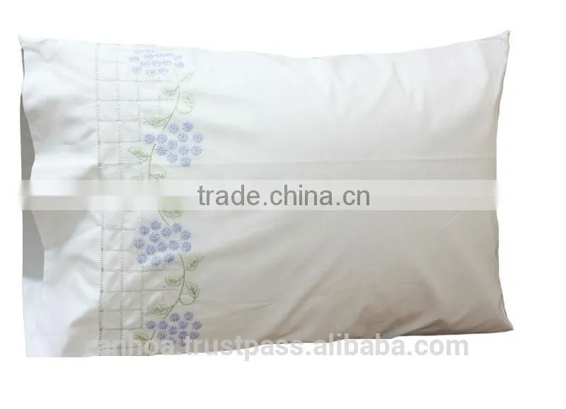 100% cotton hand embroidery flower pattern pillow cases