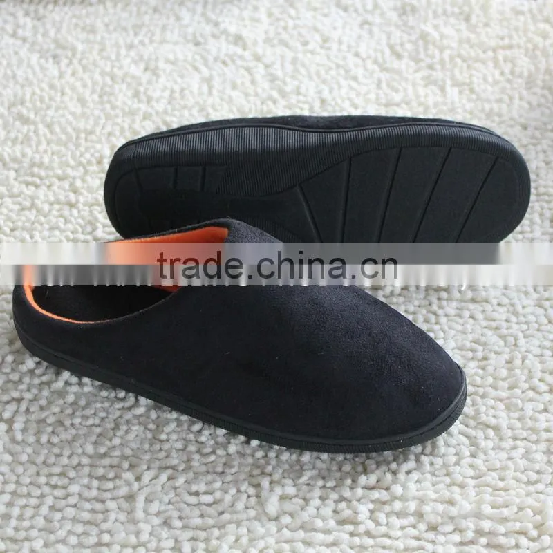 Premium quality colored fleece with embroidery logo mens mocassin slippers