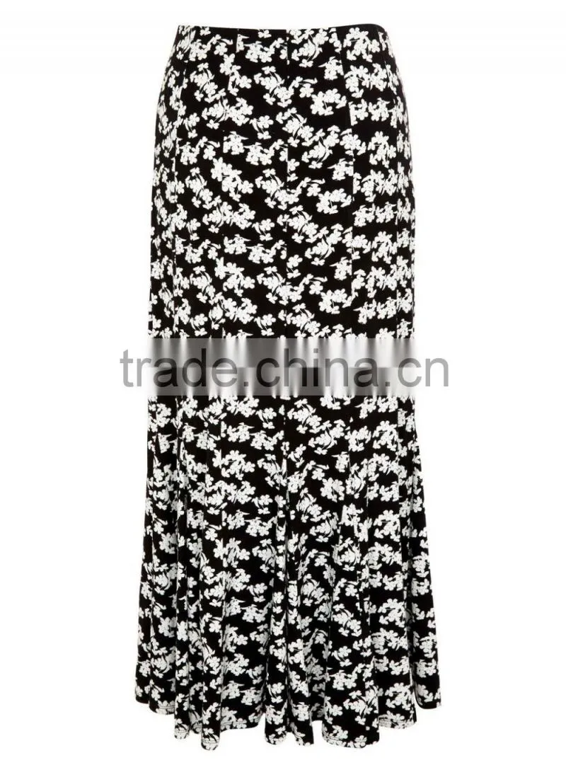 Black Floral Printed Skirt