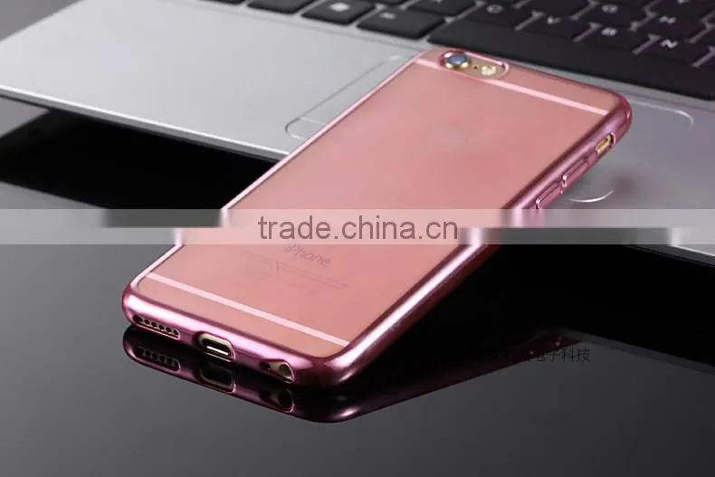 Wholesale hot selling mobile phone cover for iphone 6,electroplated transparent TPU mobile Phone cover For iphone 6