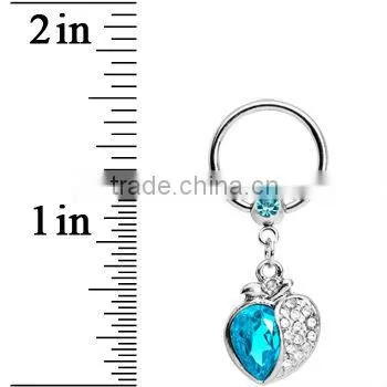 Aqua Gem Fairy Dangle Captive Ring Body Jewelry BCR