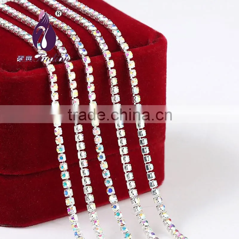 ss24 Single row Silver Rhinestone cup chain for Garment Bags Shoes Wallet Etc