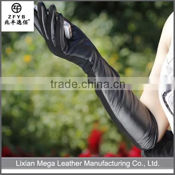 2016 new style wholesale ladies long suede Leather opera long Gloves