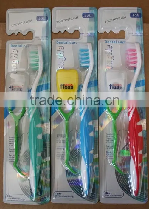 soft nylon66 Toothbrush set with dental floss dental care set