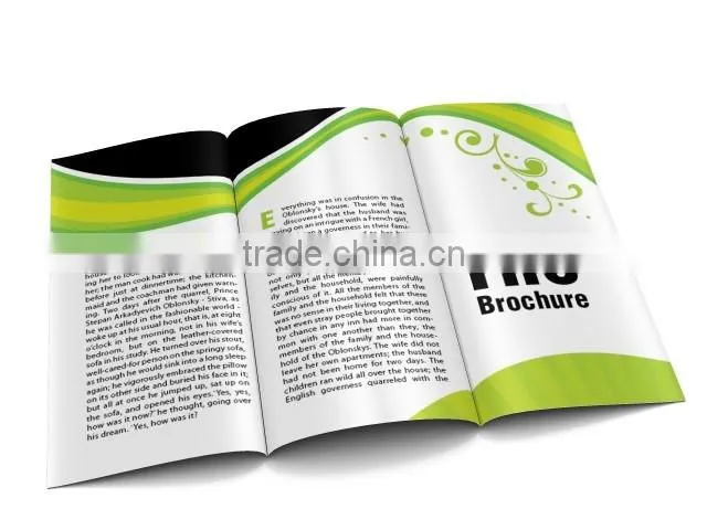 Glossy coated paper flyer printing art paper folded brochure printing