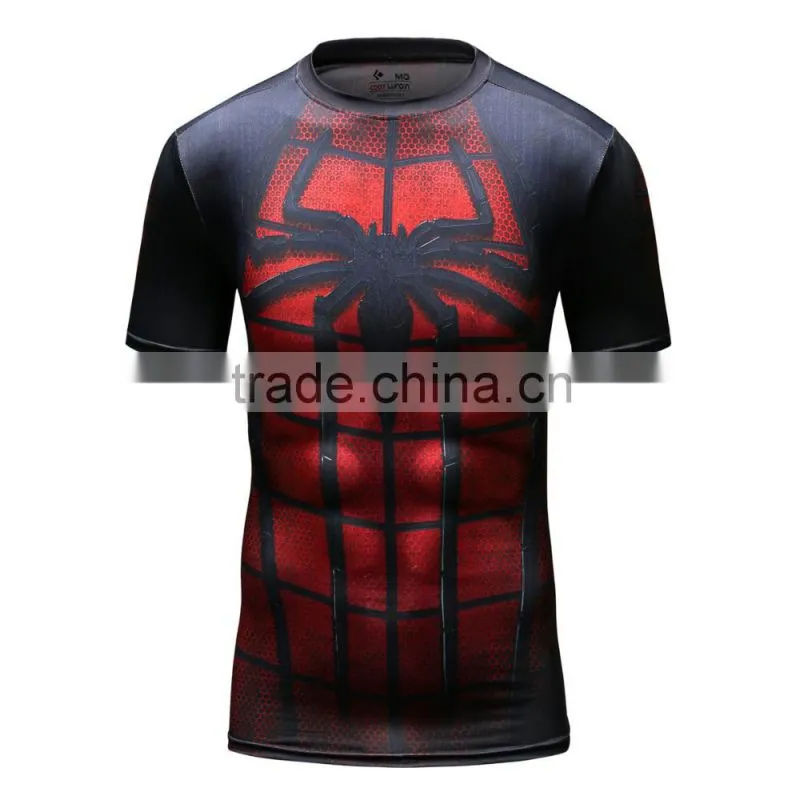 Men's Cool Creative T-Shirt Superheroes Bat-man/Spiderman Logo Short Sleeve Bodybuilding Compression 3D T Shirt