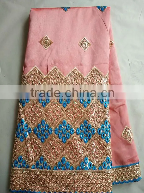 Nigerian polyester slub yarn embroidered bridal lace george
