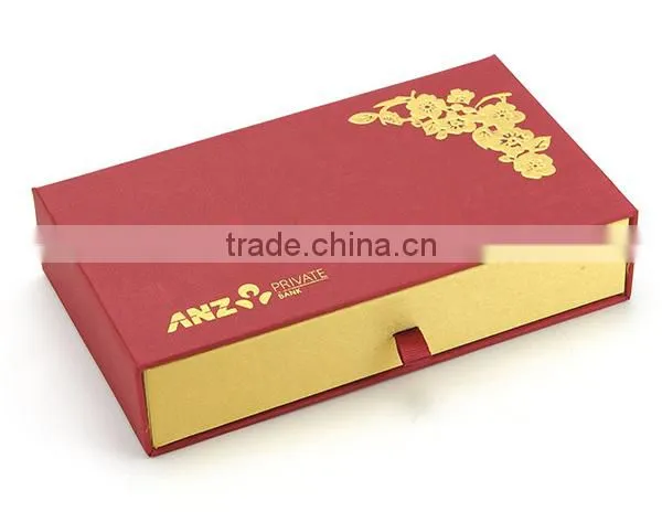 New Year Custom Design Logo Hot Stamping Fancy Paper Red Packet Slide Box
