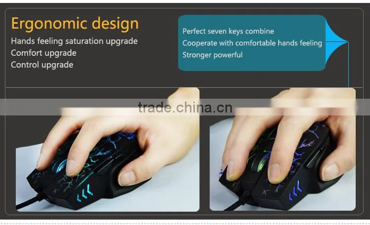 custom function ergonomic keyboard backlight led colorful gaming mouse