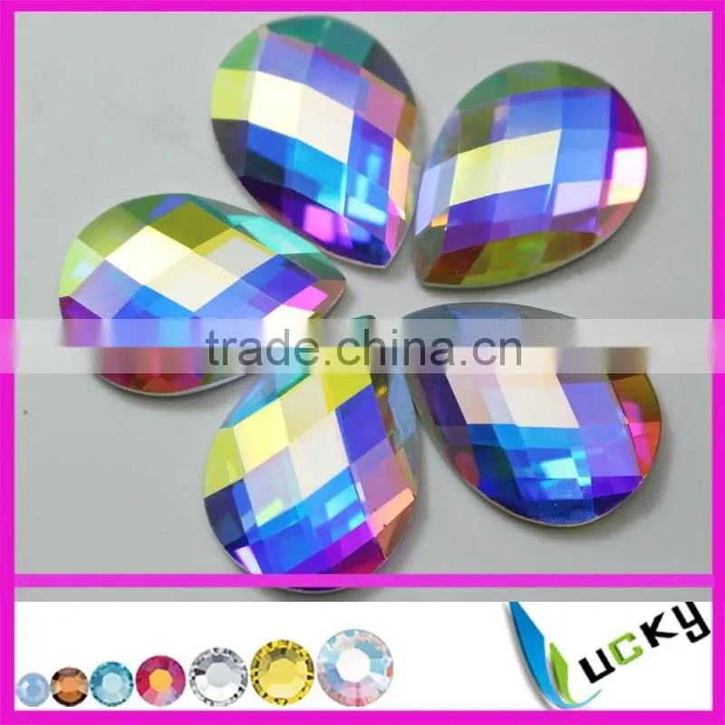 sew on flatback teardrop shape crystal ab color strass rhinestones, can be with or without holes glue on for clothes