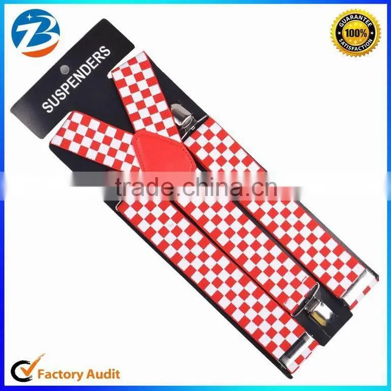 Classical Plaid Printed Wide Elastic Braces Mens and Ladies Suspender